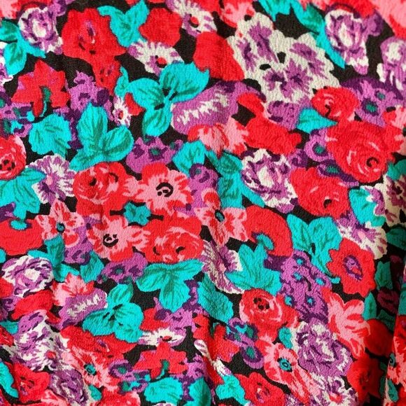 RIXO Womens Bold Floral Dress 16W 18W Short Sleeve Ruffle Hem Mini Boho Party - Picture 11 of 16